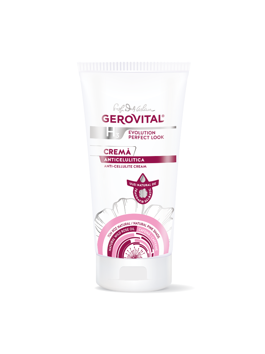 Cremă Anticelulitică Cu Cafeină, Unt De Shea și Ulei De Trandafir Sălbatic  Piele Hidratată, Elastică și Fermă, Gerovital H3 Evolution Perfect Look, 200 Ml