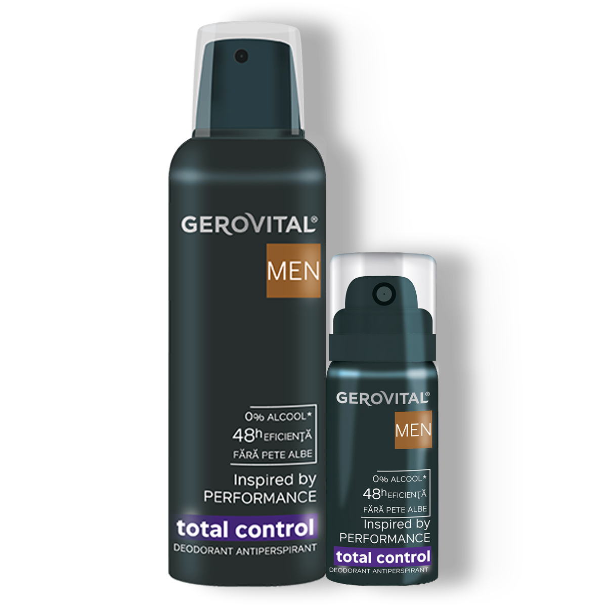 Deodorant Antiperspirant Total Control  Protecție 48h Fără Alcool, Aromă De Citrice, Lemn De Cedru și Mosc, Gerovital Men 40 Ml/ 150 Ml
