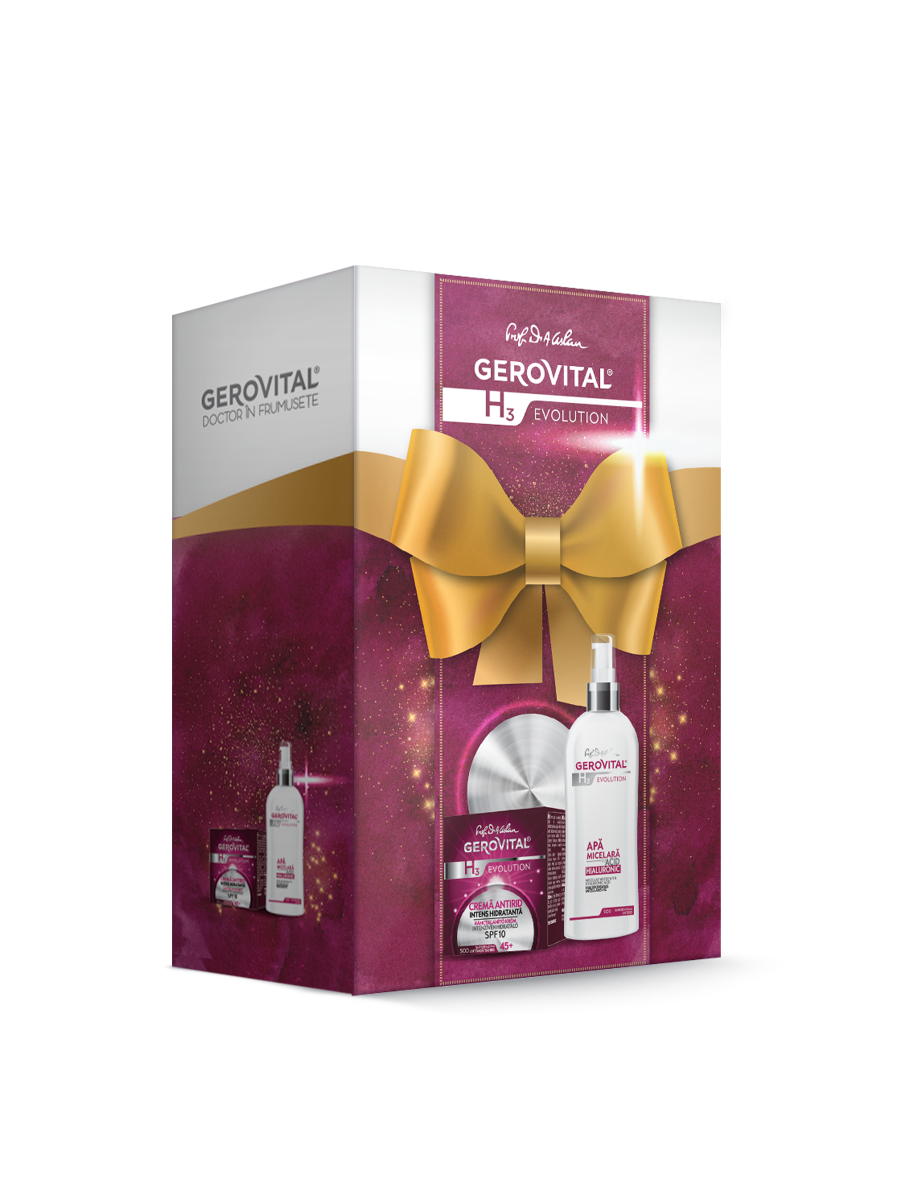 Set Cadou Femei Gerovital H3 Evolution: Cremă Antirid și Apă Micelară Cu Acid Hialuronic