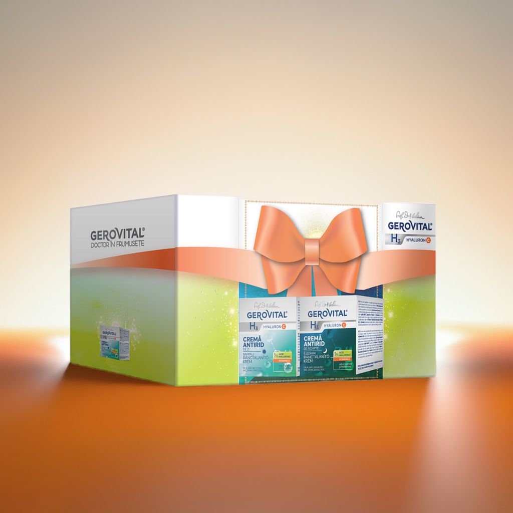 Set Cadou Femei Gerovital H3 Hyaluron C: Cremă De Zi și Cremă De Noapte Cu Acid Hialuronic și Vitamina C