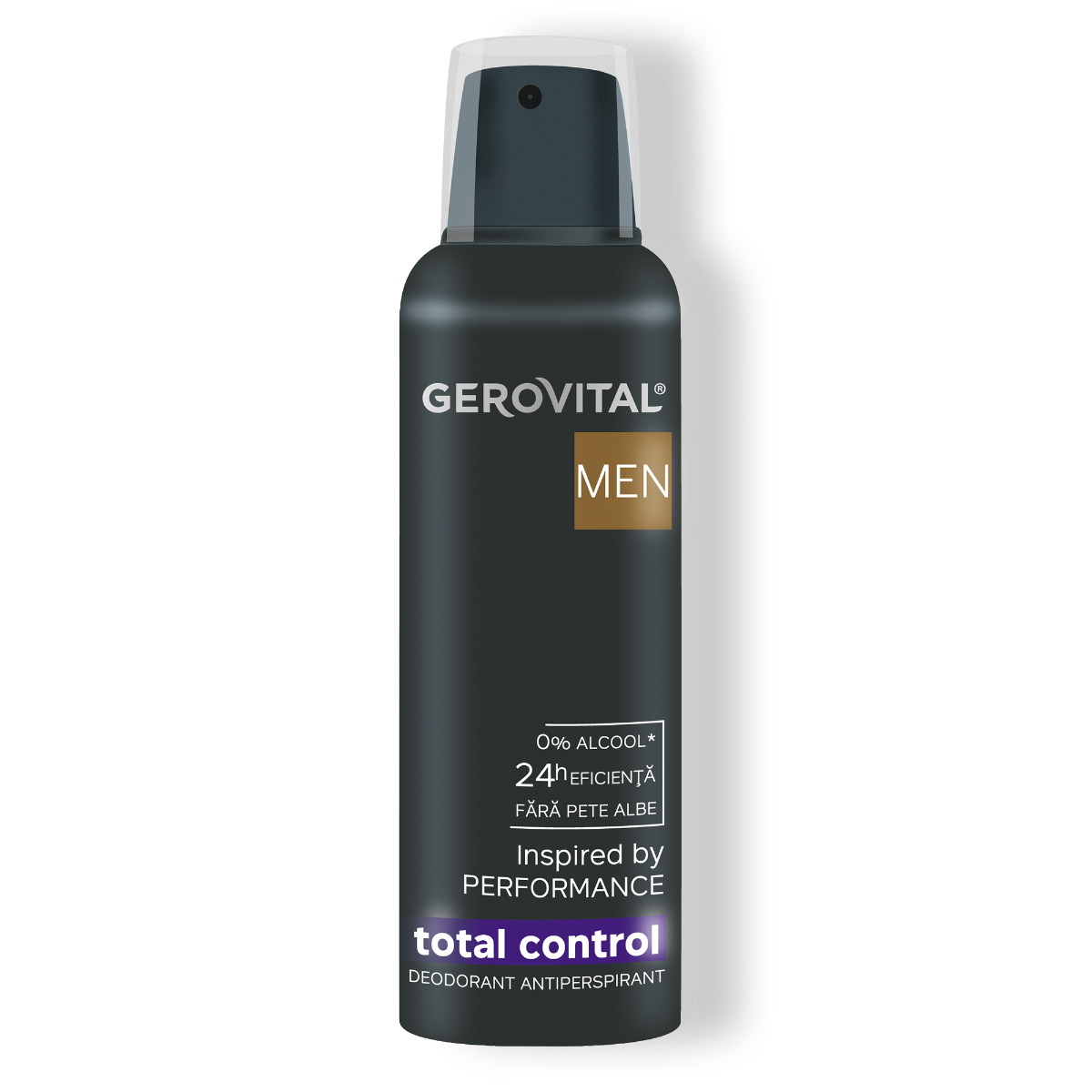 Deodorant Antiperspirant Total Control  Protecție 48h Fără Alcool, Aromă De Citrice, Lemn De Cedru și Mosc, Gerovital Men 40 Ml/ 150 Ml