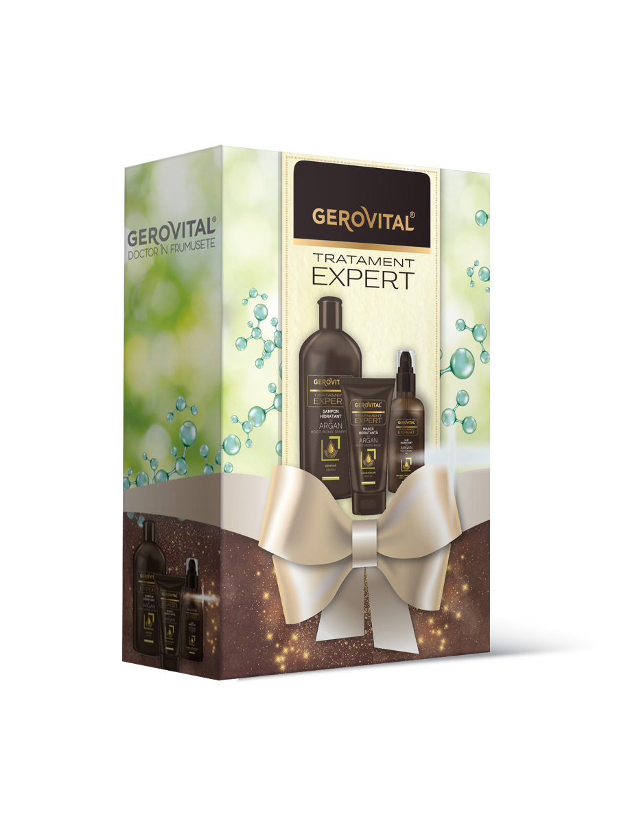 Set Cadou Gerovital Tratament Expert Argan: Șampon și Mască Hidratantă, Ulei De Păr