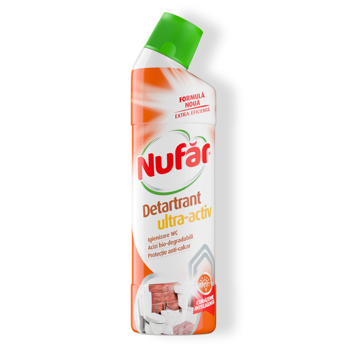 Nufăr Detartrant Ultra Activ, Curăță Toaleta și Obiectele Sanitare, ndepărtează Calcarul, 750 Ml