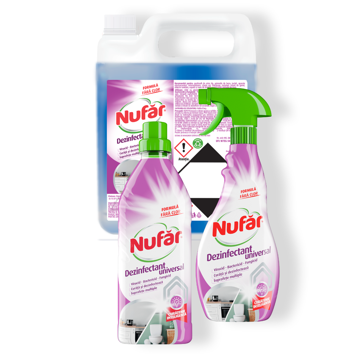 Nufăr Dezinfectant Universal Fără Clor, Pentru Toate Suprafețele Din Casă, Parfum Plăcut