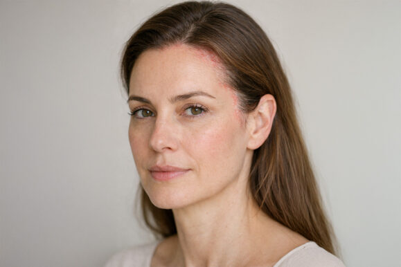 femeie cu zone afectate de dermatita seboreica