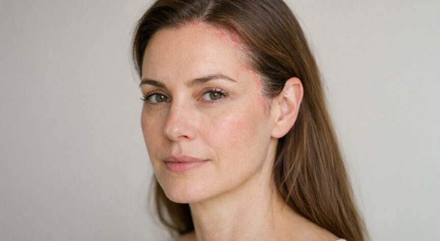 femeie cu zone afectate de dermatita seboreica