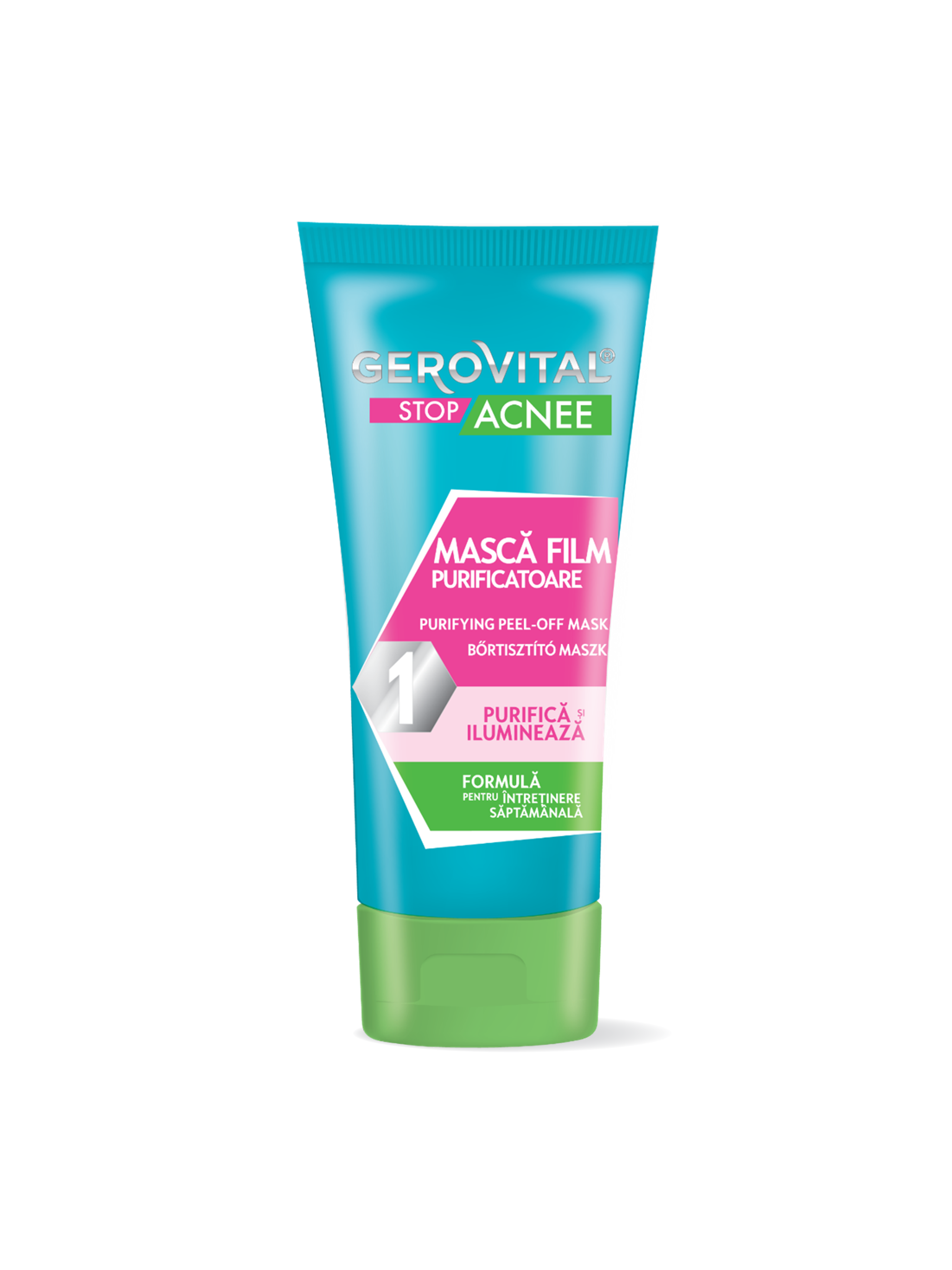 Mască Film Purifiantă pentru ten mixt, gras, acneic, Gerovital Stop Acnee, 100 ml