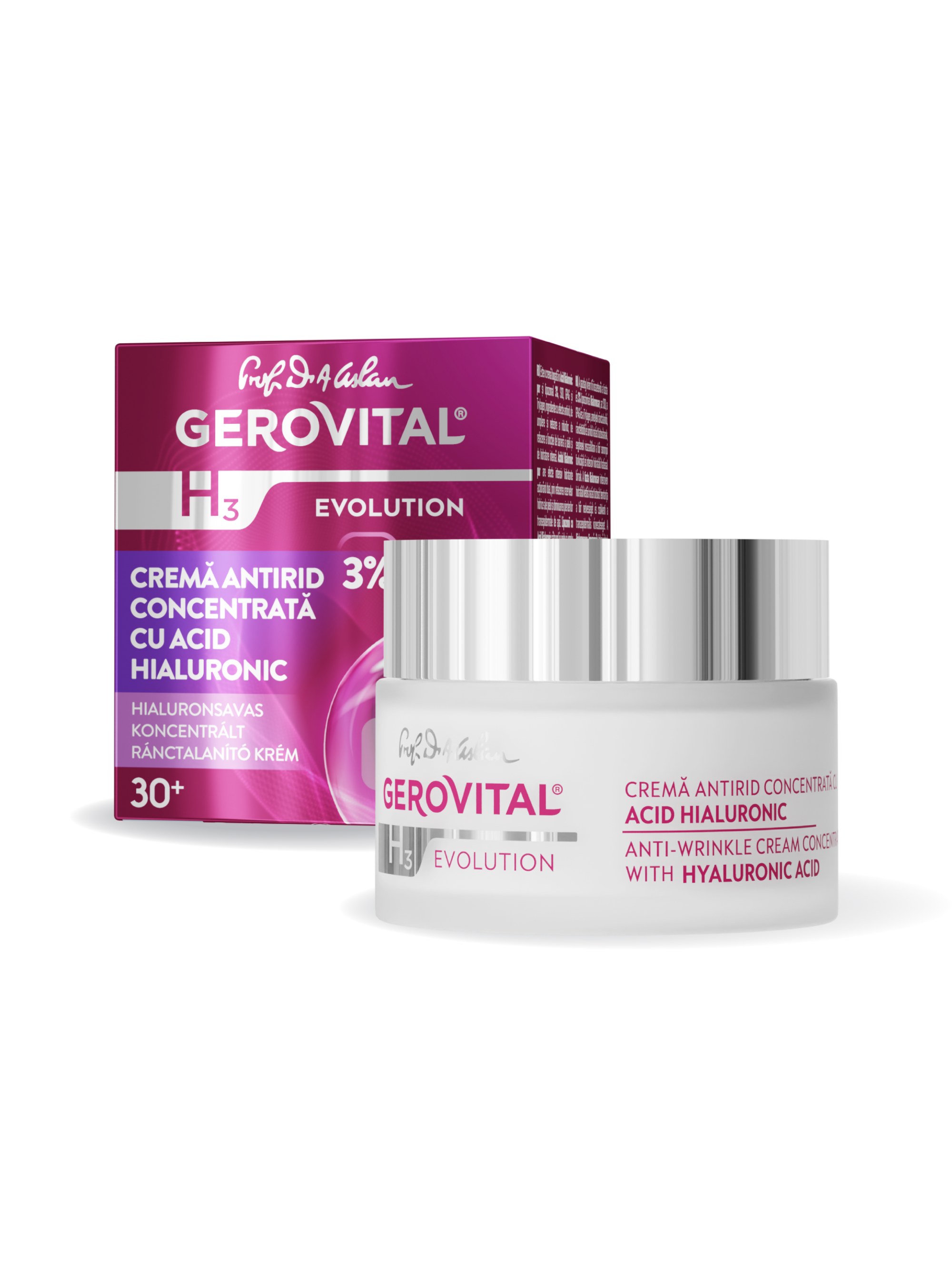 Cremă Antirid cu Acid Hialuronic 3% – Hidratare Profundă și Efecte Antirid, Gerovital H3 Evolution, 50 ml