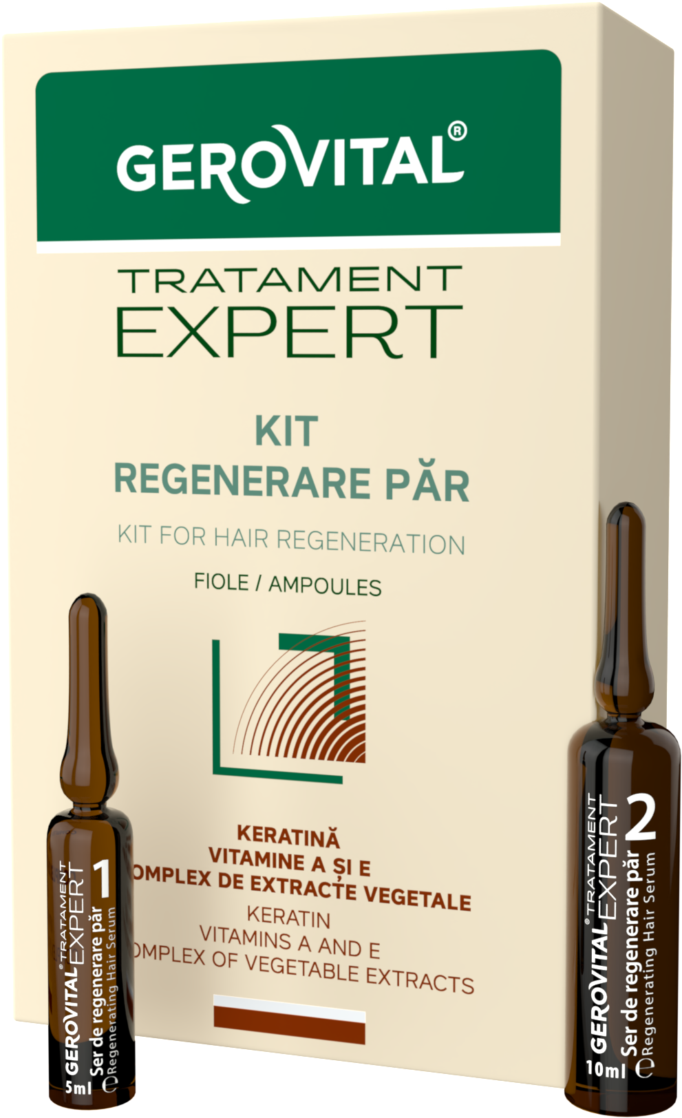 Kit Regenerare Păr – Fiole Fortificare și Stimulare Creștere, Gerovital Tratament Expert