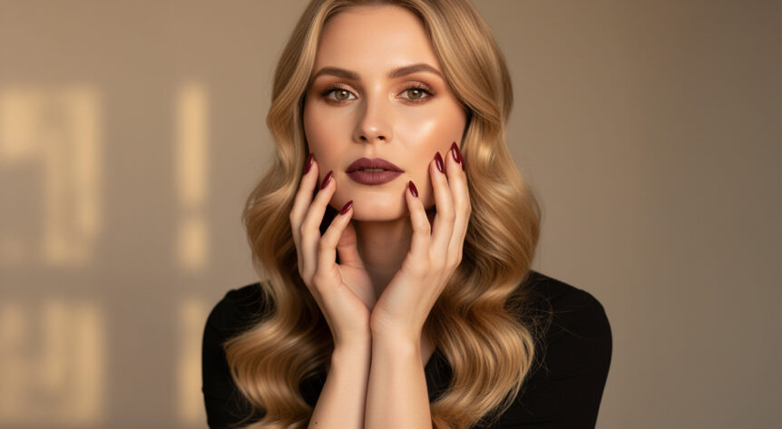 femeie cu machiaj si unghii de toamna - tendinte beauty 2025