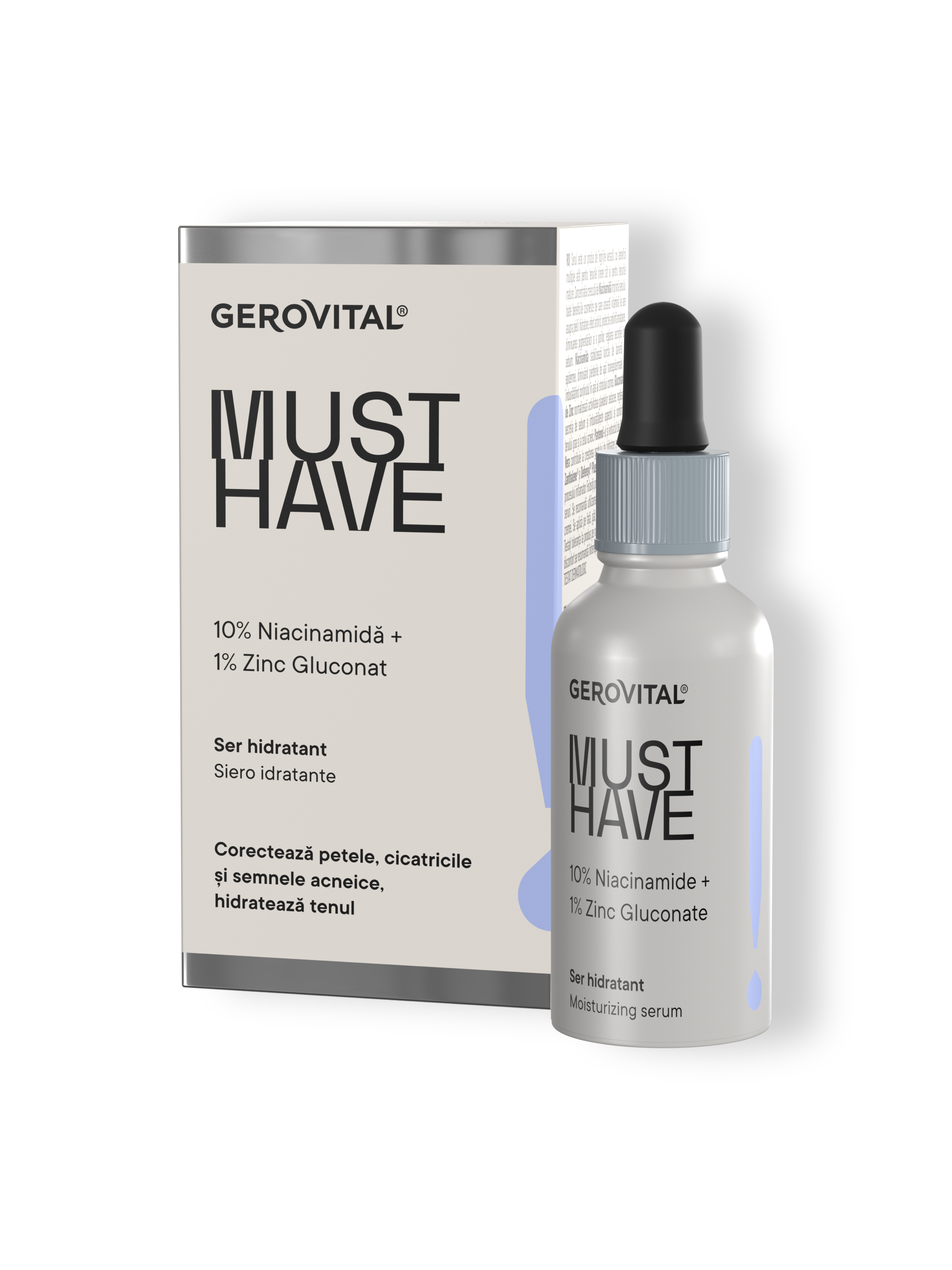 Ser Hidratant 10% Niacinamidă – Uniformizare și Corectare Imperfecțiuni, Gerovital Must Have, 30 ml