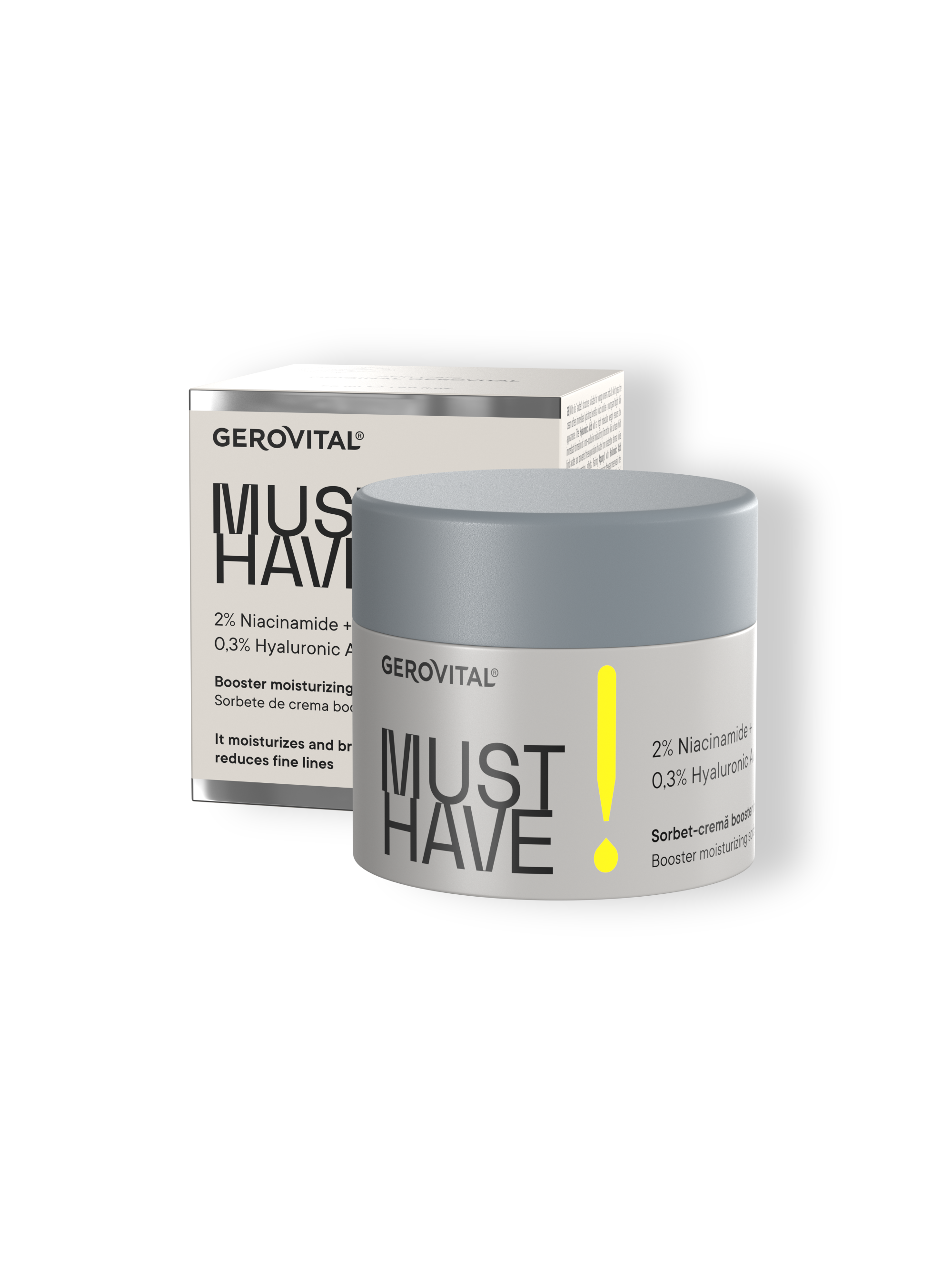 Sorbet-Cremă Booster Hidratare 2% Niacinamidă – Ten Luminos și Linii Fine Estompate, Gerovital Must Have, 50 ml