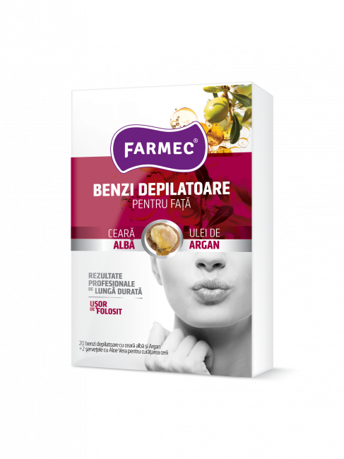 Benzi Depilatoare Pentru Faţă Cu Ceară Albă și Argan Farmec