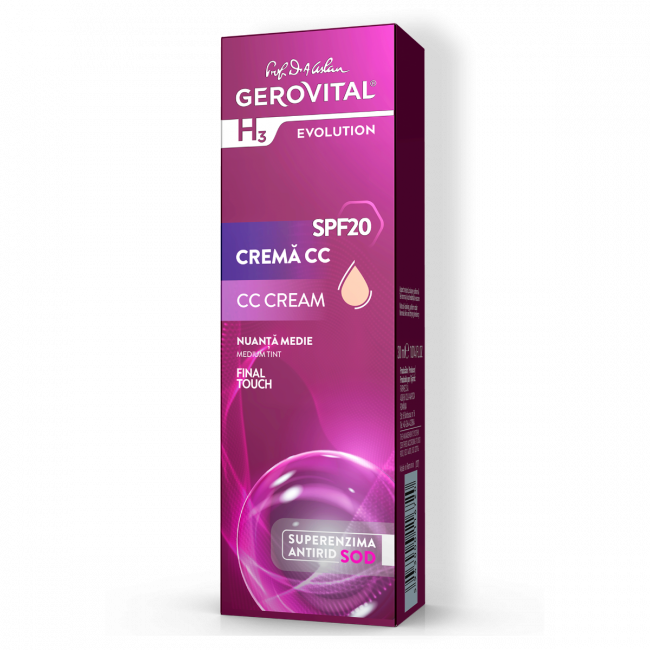 Cremă CC SPF 20 Nuanță Medie Final Touch, Gerovital H3 Evolution