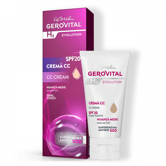 Cremă CC SPF 20 Nuanță Medie Final Touch, Gerovital H3 Evolution, 30 ml