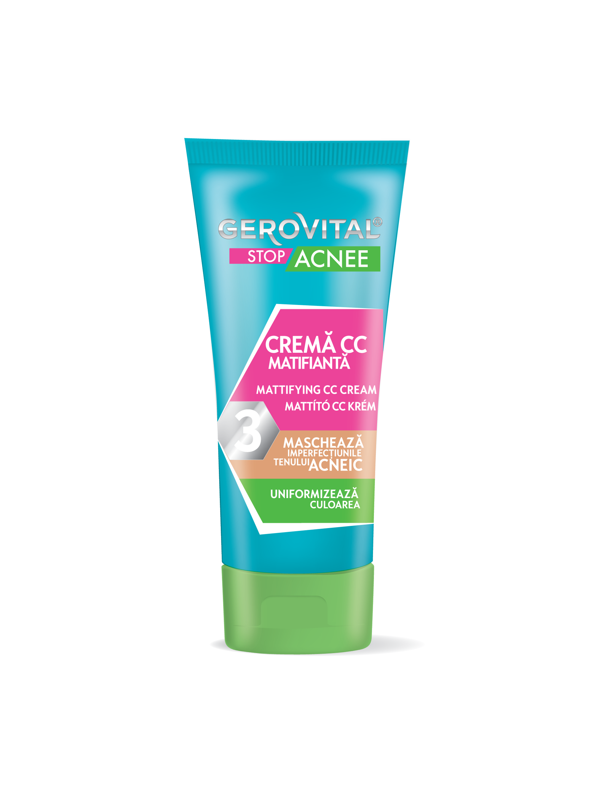 Cremă CC cu efect Matifiant | Gerovital Stop Acnee