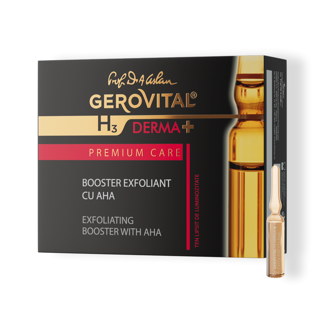 Booster Exfoliant cu AHA – Exfoliere Blândă, Luminozitate și Ten Uniform, Premium Care, 4 fiole x 2 ml