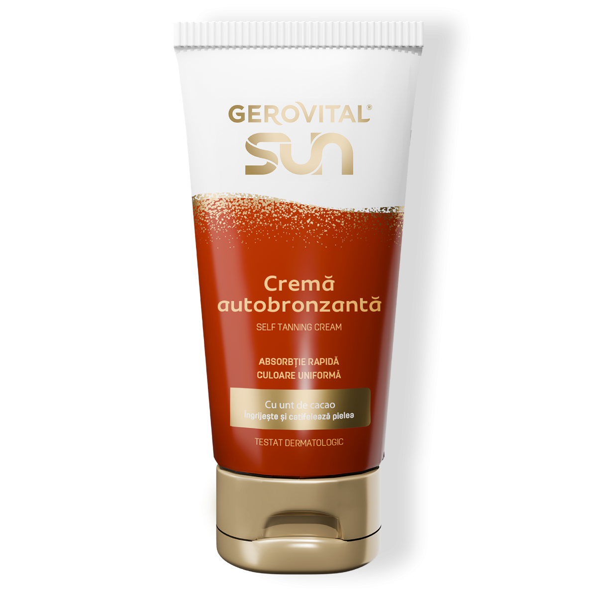 Crema Autobronzantă cu unt de Cacao – Bronz Uniform și Hidratare, Gerovital Sun, 150 ml