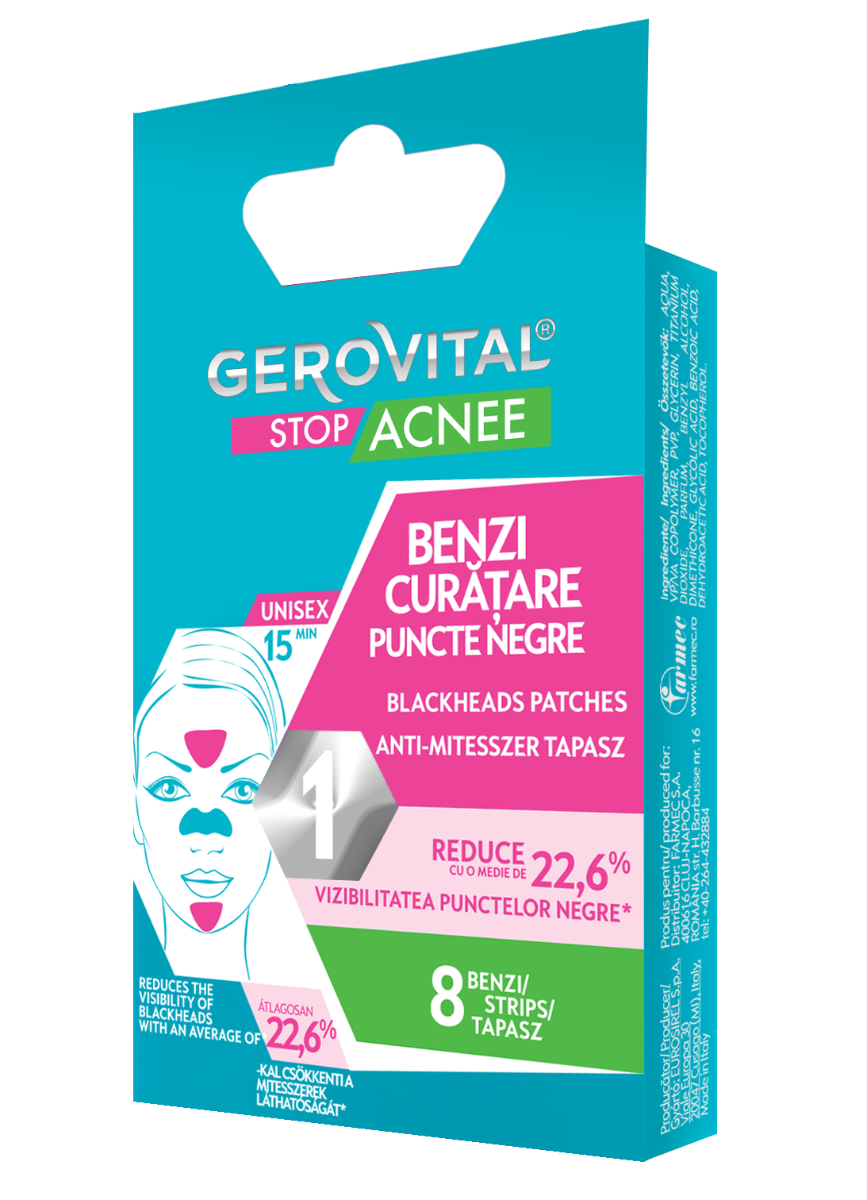 Benzi Pentru Îndepărtarea Punctelor Negre, Gerovital Stop Acnee, 8 Buc