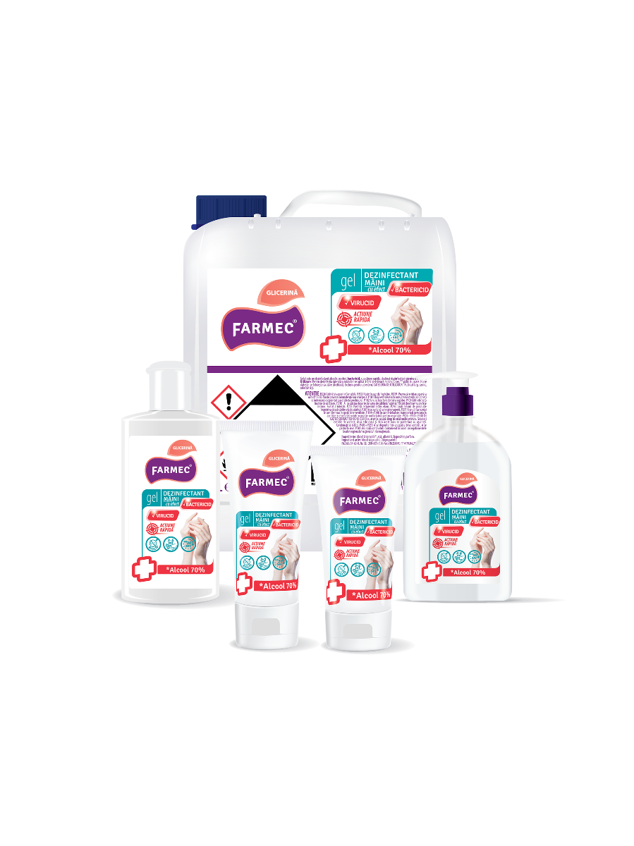 Gel dezinfectant mini cu alcool 70% și glicerină
